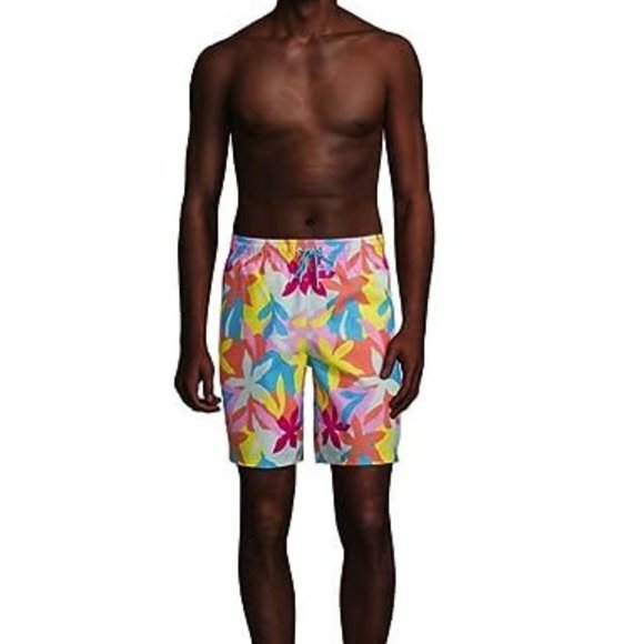 NWT Lands' End Men's Lined 8in Print Volley Shorts Swim Trunks Size XL $70 DD790 - Picture 5 of 5